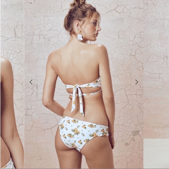 NWT For Love and Lemons Swim Tropicana Lemon Print Bandeau Bikini Set To… - Picture 8 of 8